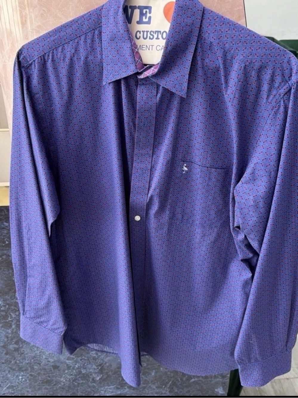 Tailorbyrd Men's Navy Purple Micro-Pattern Dress Shirt